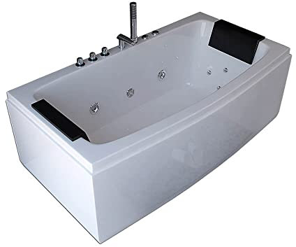 HOME DELUXE - Baignoire à hydromassage - NOOR - blanc avec douche à main et massage - env. 173 x 80 x 84 cm I Baignoire intérieure, spa, 2 personnes