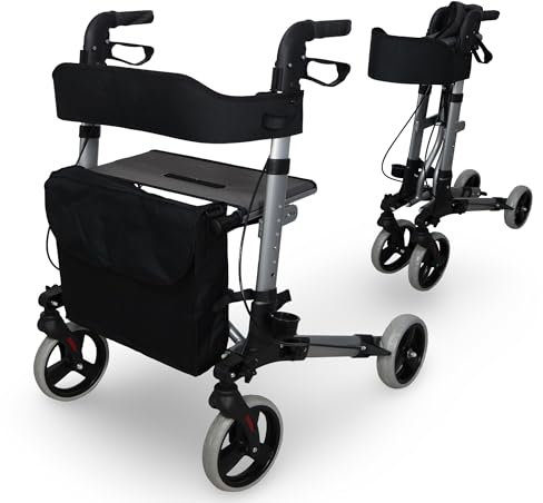 Deambulatore Pieghevole Ultra Compatto e Leggero in Alluminio con Porta Bastone, Street