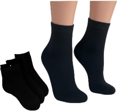 Calze Corte Termiche Donna, Calzini Corti Termici Donna, Calze Corte Invernali, Trekking, Calzini Caldi, Taglia Unica 35-40 (IT, Numero, 35, 40, Regular, Regular, SET 3 PAIA NERO)