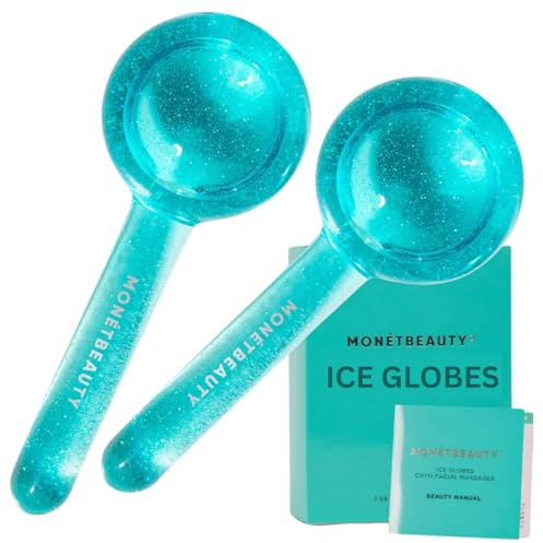 MonétBeauty Ice Globes for Face, Freezer Safe and Highly Effective Facial Globes for Daily Beauty Routines, Face Roller to Tighten Skin, Reduce Puffiness, Enhance Circulation and Complexion (Blue)