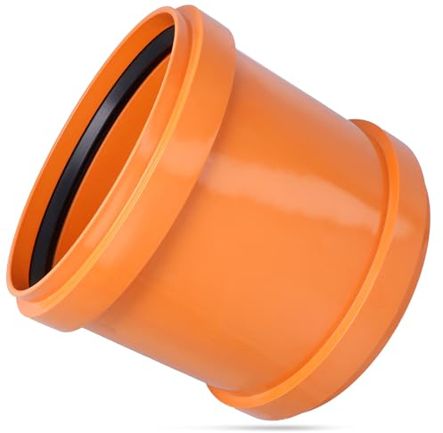 KG Rohr Überschiebmuffe Ø DN 250 mm Länge 260 mm Orangebraun | PP PVC Muffe Mit 2 Gummidichtringen | Kanalrohrsystem Abwasserrohr Doppelmuffe Chemische Beständigkeit | Abwasser Installation