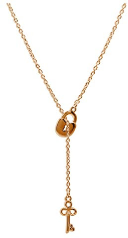jewellerybox Rose Gold Plated Sterling Silver Key Padlock Drop Necklace