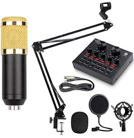 DBOATB USB Microphone Set,Adjustable Mic Suspension Scissor Arm,Condenser Microphone Bundle,BM800 sound card set,for Music Recording Audio Recording Live Streaming