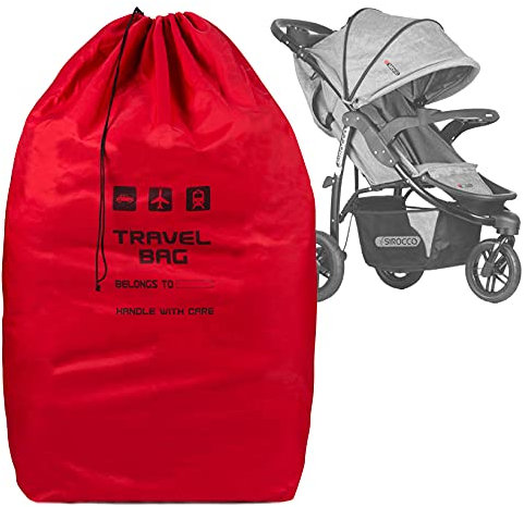 Ferocity Rote Reisetasche für Kinderwagen Größe zu 100x60x40 cm Transporttasche Buggy Tragetasche Faltbar als Rucksack perfekt am Flughafen beim Einchecken Bahnhof Autofahrten [085]