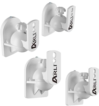 ARLI 4X Lautsprecher Wandhalterung weiß Universal Wandhalter Halterung Boxen Halter flexibel neigbar drehbar bis 3,5 kg Werkzeuglose Montage Deckenmontage + Wandmontage
