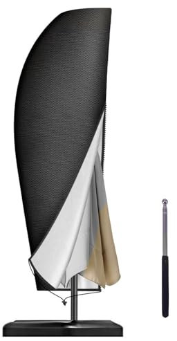 Reinalin Copertura per Ombrellone, Impermeabile Copertura Ombrellone da Giardino con Cerniera e Palo, Tessuto Oxford, Antivento, Anti-UV (280 x 30/81/45 cm)