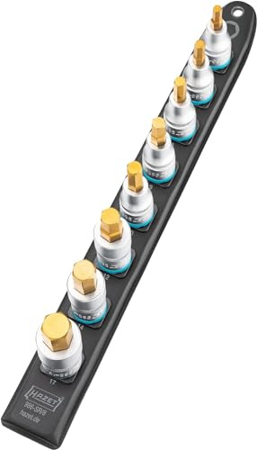 Hazet SmartRail, Flexible Kunststoff-Steckleiste 986-SR/8, TIN beschichtet | Antrieb 1/2 Zoll (12,5 mm) Vierkant hohl, Abtrieb Innensechskant Profil, TIN beschichtet, Länge 365 mm, Breite 37.4 mm