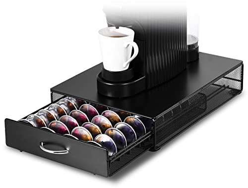 SYSYLY Porta capsule di caffè, supporto per capsule di stoccaggio, cassetto per 40 capsule, supporto per cialde di caffè, cassetto compatibile con Nespresso Vertuo Capsule, nero