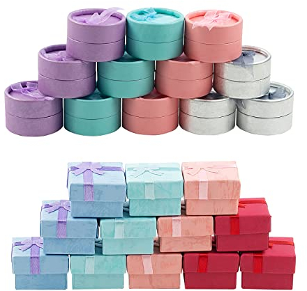 TACYKIBD 24 Pcs Petite Boite a Bijoux, Boite Cadeau Vide pour Bagues Boite Cadeau Bijoux en Carton, Cadeaux Bague Bijoux Boîtes Présentoir Boucle d'oreille Collier Bague Mariages et Anniversaires