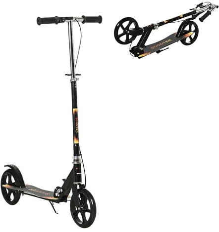 HOMCOM Trottinette Enfant Pliable à 2 Roues pour Enfant de 7 à 14 Ans avec Guidon réglable en Hauteur sur 3 Niveaux et Double Frein - Noir