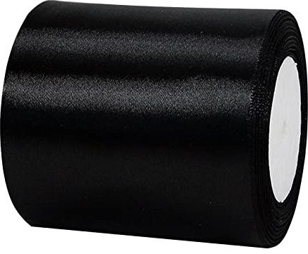 22m Satinband Geschenkband Schwarz 100mm Breit,Trauer Band Schwarz Schleifenband Satin Dekoband Geschenkverpackung Deko Band Stoffband für Halloween Weihnachten Hochzeit Geburtstag DIY-Handwerk