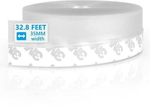 Flintronic Strisce di Guarnizione Autoadesive Trasparente in Silicone, 35mmx10m Guarnizione Porta Finestra, per Impedire l'ingresso o La Perdita di Aria Fredda, per Accedere Rumore/Polvere/Woodlice