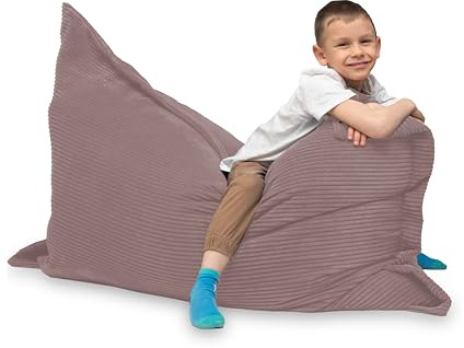chilly pilley Bean Bag Cojín De Suelo De Pana Puf Relleno De Poliestireno Puf Gigante Material De Cuerda Cojín De Asiento Cojín De Jardín para Tumbarse Y Sentarse Pana 100x70 Rosa