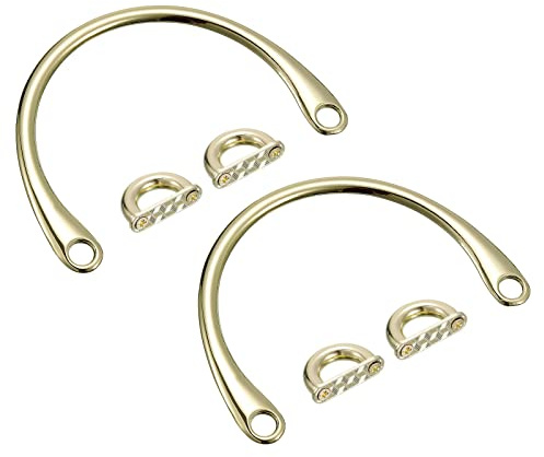 sourcing map 2 Stück Halbrunder Handtaschengriffrahmen, 4,8 Metall-Geldbörsengriffe Clutch-Taschengriffe Ersatz für Geldbörsenherstellung, Golden Farbton