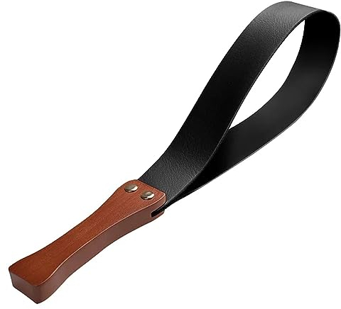 SUNSDEW Lederpaddel mit rutschfestem Holzgriff, Reitgerte für Pferde, 48,3 cm Reitgerte