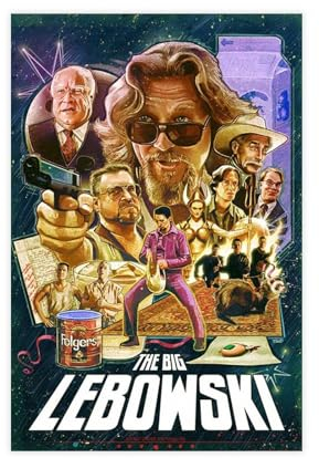 EYEZER Filmposter The Big Lebowski, Leinwand-Poster, Wandkunst, Dekor, Bild, Gemälde für Wohnzimmer, Schlafzimmer, Dekoration, ungerahmt, 20 x 30 cm