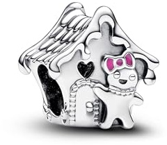 Pandora Moments Charm Maison en pain d’épices en argent sterling avec émail rose, rouge et vert