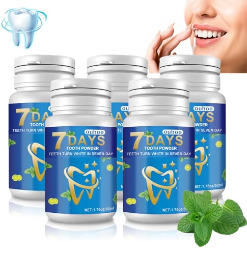 Polvere sbiancante per denti con bicarbonato di sodio, 7 GIORNI di polvere sbiancante, polvere per la pulizia dei denti biologica, sbiancamento dei denti Tooth Powder, sbiancante efficace, sapore