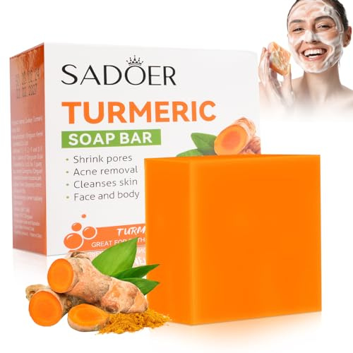 Turmeric Soap Natural Turmeric Soap Bar For Acne Removal,Pores Shrink,Deep Cleaning Moisturizing Erase Fine Lines,Firming 1 Pcs