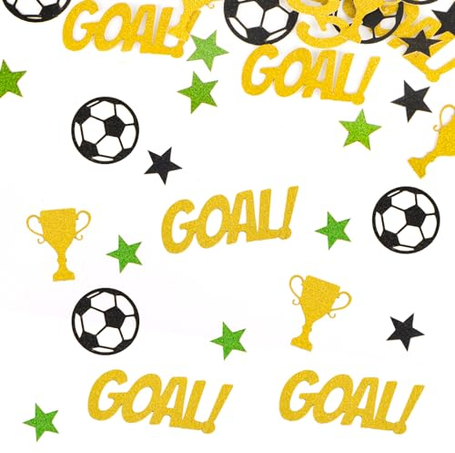 BETESSIN 120Pcs Confettis Football Pailletés Décoration Table Anniversaire Enfant Garçon Baby Shower Accessoire Coupe du Monde