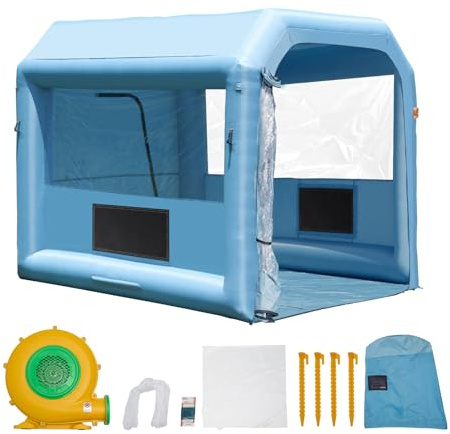 VEVOR Cabina de Pintura Inflable de 3 x 2,5 x 2,5 m con Potente Soplador de 550 W y Sistema de Filtro de Aire, Cabina de Pintura Portátil para Motocicleta, Bicicleta, Pintura de Muebles Pequeños