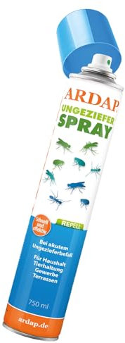 ARDAP Repell Ungezieferspray 750ml - Insektenspray bei akutem Ungezieferbefall - Abwehrend bei Insektenbefall - Insektenspray Wohnung - Schädlingsfrei - Wirkt schnell & effektiv (PT19)