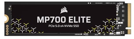 Corsair MP700 Elite 2TB PCIe 5.0 x4 NVMe M.2 SSD – hasta 10,000MB/sec – Alta Densidad 3D TLC NAND – M.2 2280 – Compatible con DirectStorage – Negro