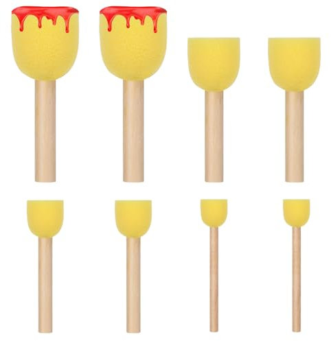 QZKJQDD schwammpinsel, Malerei Schwamm Pinselset, Schaumstoffpinsel, Pinselset Schaumstoff, malschwamm, Schaumpinsel, Für Malerei Handwerk Keramik DIY Malerei Werkzeuge Packung(Gelb-8 Stück)