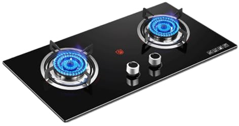 Cuisinière À Gaz 2 Brûleurs,cuisinière En Cuivre Moulé En Verre Trempé De 4,8 KW,cuisinière De Conversion GPL/NG, Avec Protection Contre Les Flammes Et Sécurité Enfant, For La Maison Et Le Camping-car