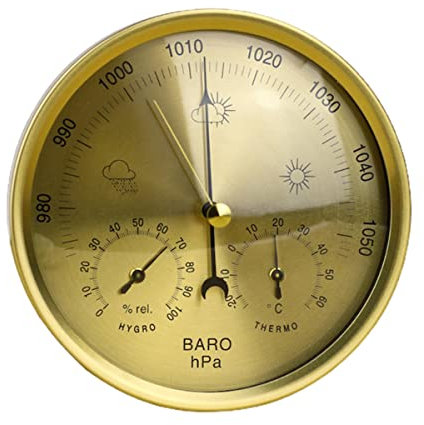 Barometro per la casa, barometro, termometro, igrometro, da appendere alla parete, stazione meteo analogica 3 in 1, barometro per interni ed esterni, barometro per casa, parete, pesca, barca, stanza