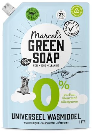 Marcel's Green Soap - Universal Washing Liquid Refill 0% - Allergy Certified - Sensitive skin - No perfume - Microplastic-free formula - Vegan - 23 washes - 1L