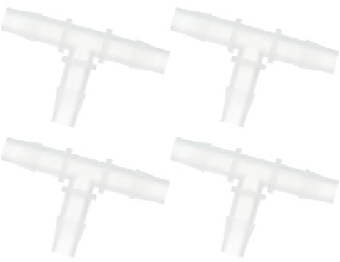 sourcing map 3/8 Hose Barb Fitting, 4 Pcs Equal Barbed T Shaped 3 Way Plastic Splicer Joint Mender Adapter Union Fitting for Air Line Tubing Pipe Household Fuel Gas Liquid