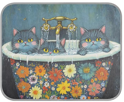 siphylline Chic Russian Blue Cats Retro Bathtub Summer Cooling matt Self Cooling Bed for Outdoor Cats for Rabbits Outside Portable cama Fria para perro S