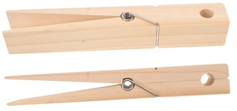 VILLFUL 2pcs Wooden Giant Clothespin Towel Rack Rustic Bathroom Towel Hanger Large Clothes Airer Door Clip for Laundry