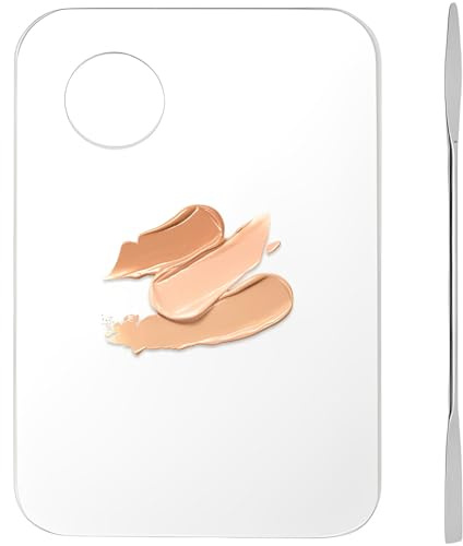 MIETONG Palette de Maquillage en Acrylique - Palettes de Mélange de Maquillage Cosmétique avec Spatule pour Fond de Teint, Nail Art (Transparent)