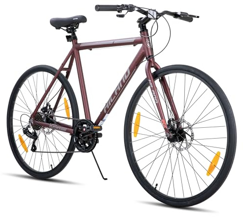 HILAND Clifford Trekkingrad 28 Zoll, 7-Gang Fahrrad mit Aluminium Rahmen und Scheibenbremsen, Crossbike für Damen und Herren, Flatbar Cityrad für Pendler, Alltag und Touren, Rahmenhöhe 53 57cm