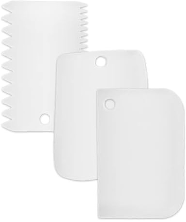 3 PCS Cake Smoother Scraper Set – Plastic Icing Smoothers with Flat & Serrated Edges for Buttercream, Fondant, Ganache – Decorating Tools for Cakes & Cupcakes – Ideal for Beginners & Baking Lovers.