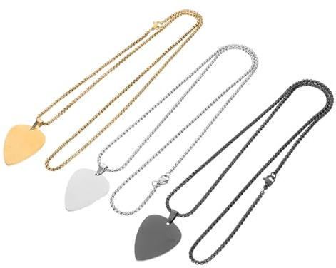 FRCOLOR 3stücke Gitarrenplektrum-kette Aus Edelstahl Mit Originellem Gitarrenplektrum-anhänger Für Damen Und Herren Gitarrenhalskette Als Modisches Statement Und Geschenkidee Für Musikbege