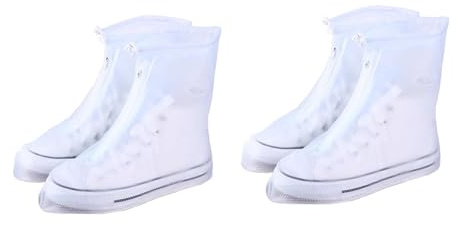 2 Paar Regenüberzieher Schuhe Wasserdichte Überschuhe mit Reißverschluss Regenschutz Schuhe Schuhüberzieher Transparent Überzieher Regen Wiederverwendbare Rutschfeste Sohle L für Schuhgrößen 39-40