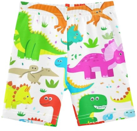 RPLIFE Short de vélo pour fille en coton élasthanne mignon coloré imprimé dinosaures vêtements d'été pour filles, 4T
