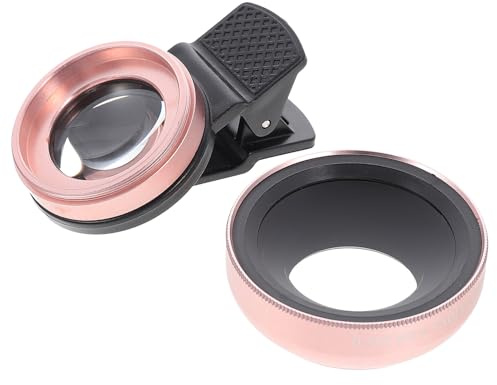HONMEET Lente De Teléfono Portátil Gran Angular y Macro Clip, para Fotografía Móvil, Acrílico, Color Rosa Dorado, Tamaño Compacto, Compatible Smartphone, Uso Exteriores