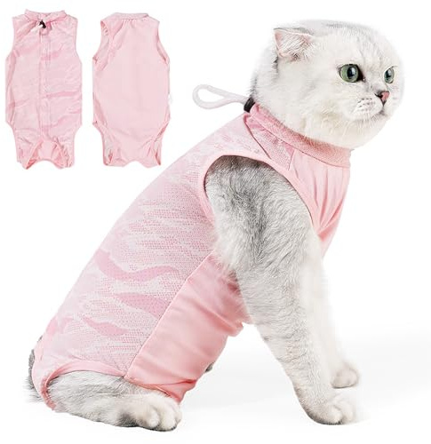 deegbbyi Body Gata Esterilizacion, Respirable Ropa de Recuperación para Gatos, Mono Quirúrgico de Gato, Prevenir La Caída del Cabello, Adecuado para Período de Destete o Heridas en La Piel (Talla S)