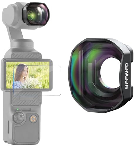 NEEWER Teleconvertidor Compatible con dji Osmo Pocket 4 y 3 y Xtra Muse, 4 Elementos 3 Grupos Cristal Optico HD Multicapa, Lente Magnética, Gimbal Accesorios Cámaras de Acción, LS-84