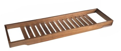 JTZYM Bandeja Extensible para Bañera, Organizador Impermeable Antideslizante con Listones de Madera Natural, Estante de Baño Ideal para Relajación y Autocuidado en el SPA
