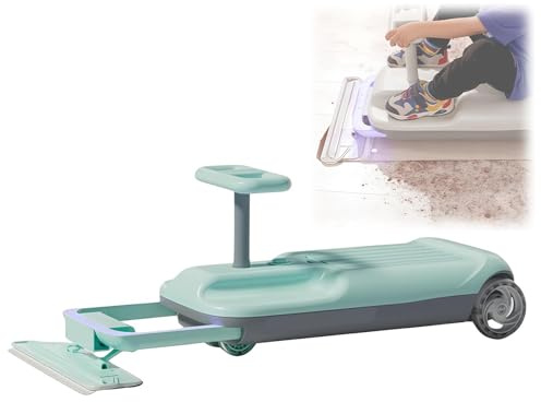 SAYEYBU Go Kart Limpieza NiñOs, Go Kart con FuncióN Limpieza Suelos, Coche EléCtrico PortáTil con Movimiento Oscilante, Carrito Limpieza con Ruedas Luminosas, para NiñOs 3 AñOs Adelante,Verde
