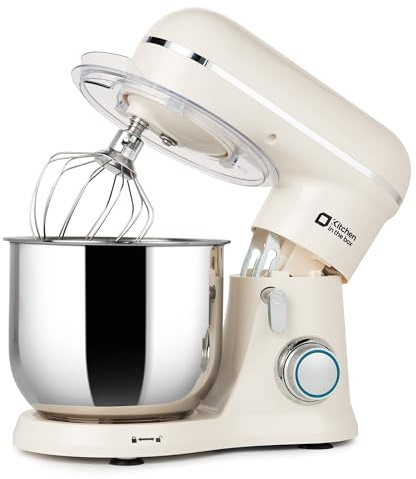 Kitchen in the box Batidora Amasadora Mini 3.5L, Amasadora Pan y Repostería 800W, 10+ Velocidades con Pulso, Robot de Cocina Multifunción con Accesorios, para Principiantes y Cocinas Pequeñas