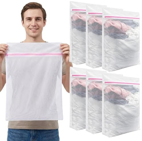 6 Stück Wäschesäcke Für Waschmaschine, Wäschenetz Groß, Wäschenetz Für Waschmaschine Groß,Schützt Empfindliche Kleidung, Organisiert Reisegepäck, Ideal Für Babykleidung Und Gemischte Wäsche, 50 x 60