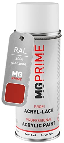 MG PRIME RAL 3000 Feuerrot/Flame red glänzend Acryl-Lack Spraydose | Sprühdose 400 ml, schnelltrocknend