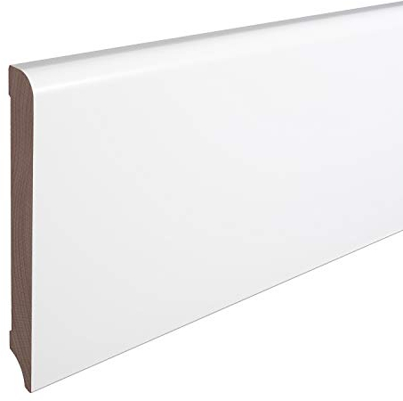 Sockelleiste München Buche Massivholz WEISS Oberkante Abgerundet 150mm