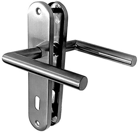 Paire de Poignée de porte sur plaque Entraxe 165 mm Inox 304 Mini TINA - Trou petite clé